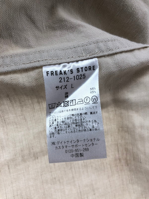 【中古品】【メンズ】 KEBOZ ケボズ ×FREAK'S STORE フリークスストア BASEBALL SHIRT 212-1025 ベースボールシャツ 半袖シャツ 142-261003-na-02-tagh サイズ：L カラー：ベージュ/ネイビー 万代Net店