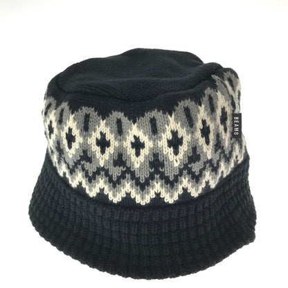 【中古品】【メンズ】 BEAMS ビームス JACQUARD KNIT BUCKET HAT 11-41-0142-428-204141 ジャカード ニット バケット ハット 帽子 185-261023-ty-15-tagh カラー：ブラック 万代Net店