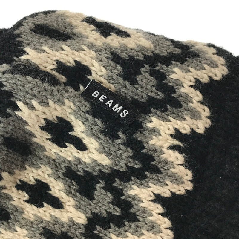 【中古品】【メンズ】 BEAMS ビームス JACQUARD KNIT BUCKET HAT 11-41-0142-428-204141 ジャカード ニット バケット ハット 帽子 185-261023-ty-15-tagh カラー：ブラック 万代Net店
