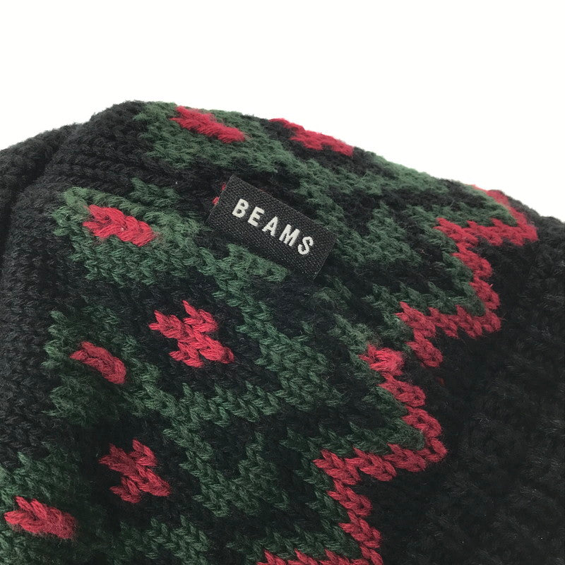 【中古品】【メンズ】 BEAMS ビームス JACQUARD KNIT BUCKET HAT 11-41-1492-428-647088 ジャカード ニット バケット ハット 帽子 185-261023-ty-14-tagh カラー：ブラック 万代Net店