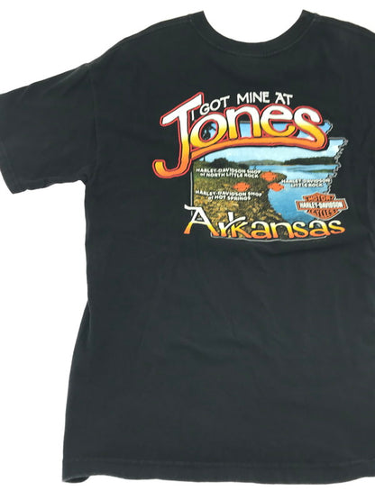 【中古品】【メンズ】 HARLEY DAVIDSON ハーレーダビッドソン 00'S ARKANSAS S/S TEE USA製 2000年代 アーカンソー S/S Ｔシャツ 146-261009-ty-18-tagh サイズ：XL カラー：ブラック 万代Net店