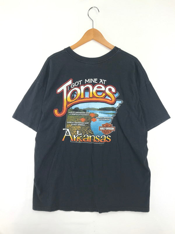 【中古品】【メンズ】 HARLEY DAVIDSON ハーレーダビッドソン 00'S ARKANSAS S/S TEE USA製 2000年代 アーカンソー S/S Ｔシャツ 146-261009-ty-18-tagh サイズ：XL カラー：ブラック 万代Net店