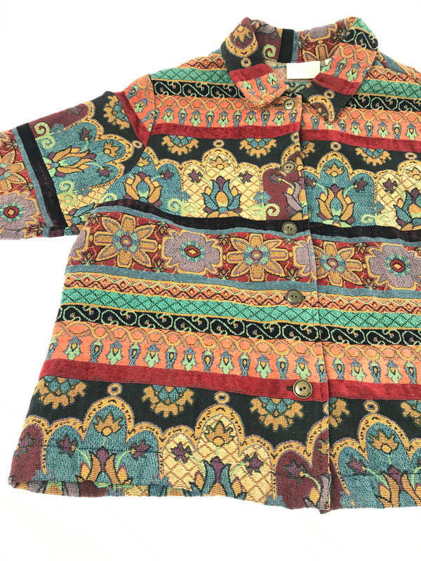 【中古品】【メンズ】 STUDIO WORKS スタジオ ワークス TAPESTRY JACKET FLOWER タペストリー ジャケット フラワー アウター 146-261009-ty-19-tagh サイズ：1X カラー：レッド/ブルー 万代Net店