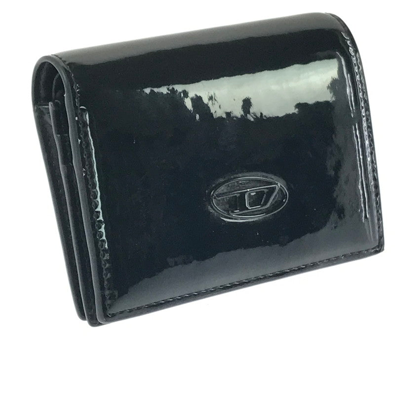 【中古品】【メンズ】 DIESEL ディーゼル ENAMEL MINI WALLET X10121 PR271 T8013 エナメル ミニ ウォレット 二つ折り財布 200-261013-na-29-tagh カラー：ブラック 万代Net店