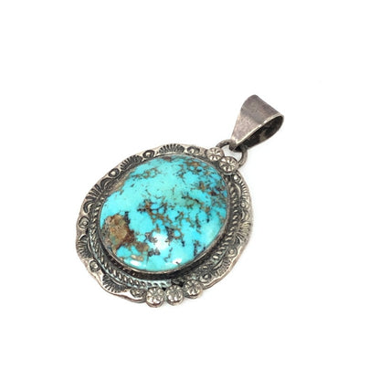 【中古品】【メンズ】 INDIAN JEWELRY インディアンジュエリー JJJ刻印 JEFF JEMES JR TURQUOISE STUMPWORK PENDANT TOP ターコイズ ペンダントトップ アクセサリー 191-261007-na-09-tagh カラー：シルバー 万代Net店
