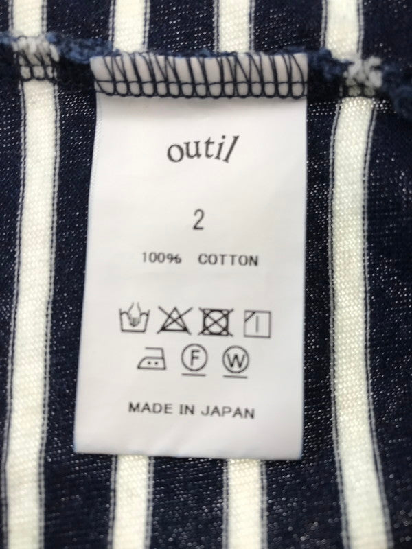 【中古品】【メンズ】 OUTIL ウティ L/S BORDER BASQUE SHIRT L/S ボーダー バスクシャツ 長袖 トップス 140-261026-ty-17-tagh サイズ：2 カラー：ブラック/ホワイト 万代Net店
