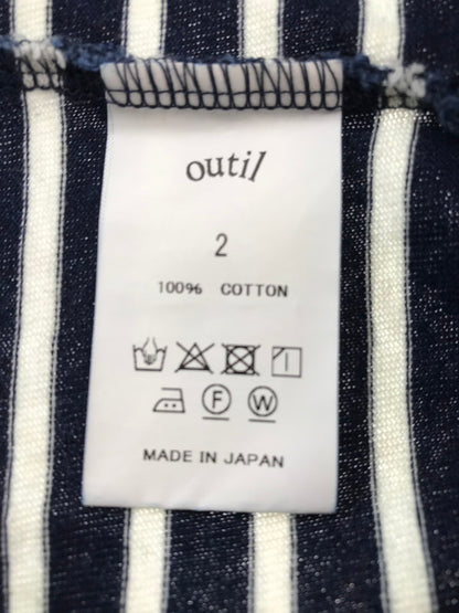 【中古品】【メンズ】 OUTIL ウティ L/S BORDER BASQUE SHIRT L/S ボーダー バスクシャツ 長袖 トップス 140-261026-ty-17-tagh サイズ：2 カラー：ブラック/ホワイト 万代Net店