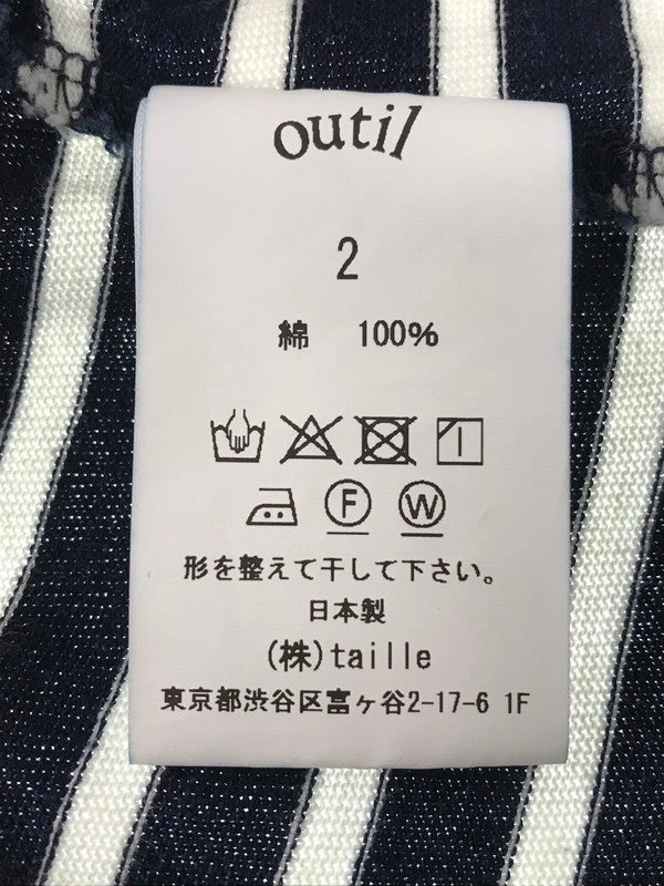 【中古品】【メンズ】 OUTIL ウティ L/S BORDER BASQUE SHIRT L/S ボーダー バスクシャツ 長袖 トップス 140-261026-ty-17-tagh サイズ：2 カラー：ブラック/ホワイト 万代Net店