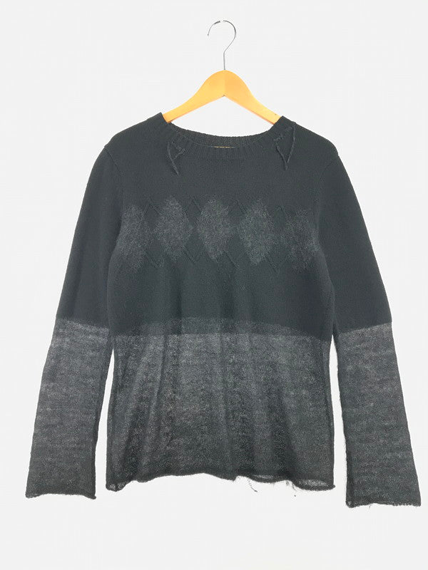 【中古品】【メンズ】 NUMBER(N)INE ナンバーナイン NOIR期 06AW GRUNGE ARGYLE KNIT SWEATER F06-NK001 グランジ アーガイル ニット セーター 140-261011-na-24-tagh サイズ：2 カラー：ブラック 万代Net店