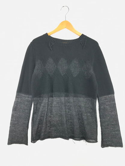 【中古品】【メンズ】 NUMBER(N)INE ナンバーナイン NOIR期 06AW GRUNGE ARGYLE KNIT SWEATER F06-NK001 グランジ アーガイル ニット セーター 140-261011-na-24-tagh サイズ：2 カラー：ブラック 万代Net店