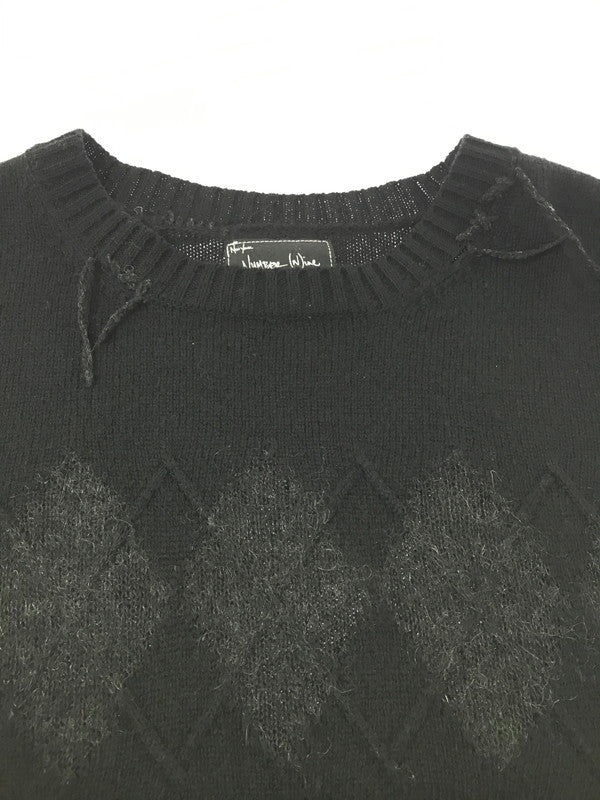 【中古品】【メンズ】 NUMBER(N)INE ナンバーナイン NOIR期 06AW GRUNGE ARGYLE KNIT SWEATER F06-NK001 グランジ アーガイル ニット セーター 140-261011-na-24-tagh サイズ：2 カラー：ブラック 万代Net店