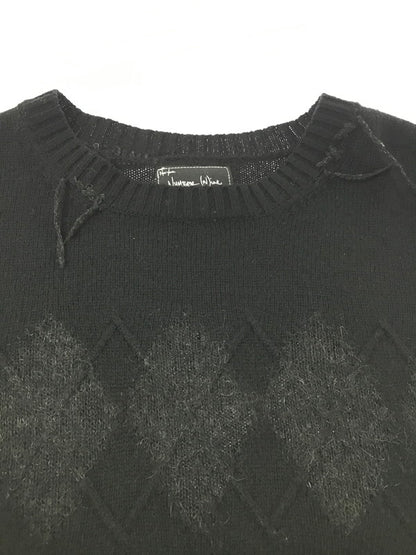 【中古品】【メンズ】 NUMBER(N)INE ナンバーナイン NOIR期 06AW GRUNGE ARGYLE KNIT SWEATER F06-NK001 グランジ アーガイル ニット セーター 140-261011-na-24-tagh サイズ：2 カラー：ブラック 万代Net店