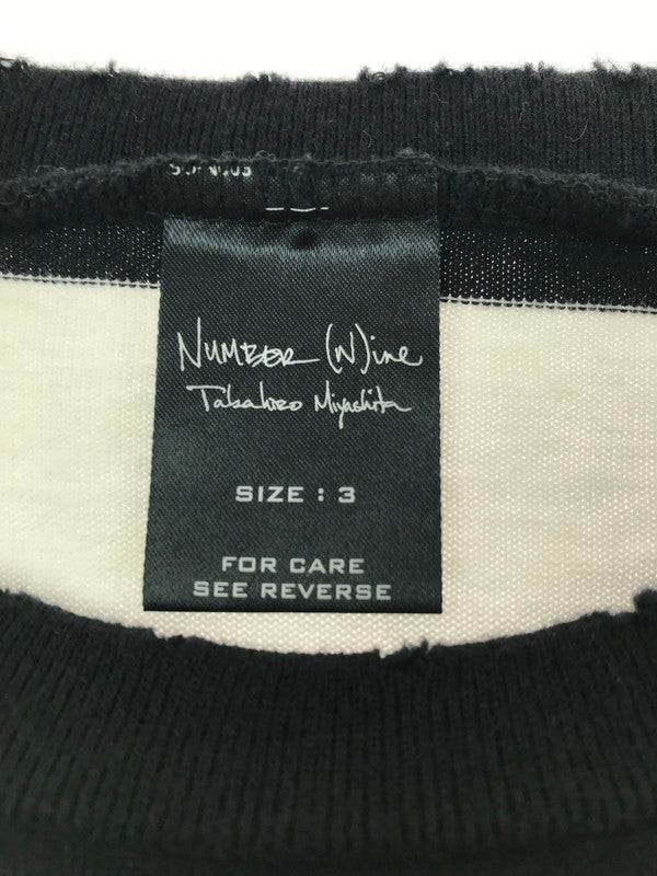【中古品】【メンズ】 NUMBER(N)INE ナンバーナイン NIGHT CRAWLER期 05SS ASYMMETRY BORDER CUT AND SEW アシンメトリー ボーダー カットソー 140-261011-na-22-tagh サイズ：3 カラー：ブラック/ホワイト 万代Net店