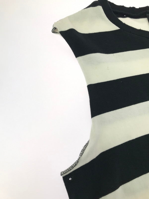 【中古品】【メンズ】 NUMBER(N)INE ナンバーナイン NIGHT CRAWLER期 05SS ASYMMETRY BORDER CUT AND SEW アシンメトリー ボーダー カットソー 140-261011-na-22-tagh サイズ：3 カラー：ブラック/ホワイト 万代Net店