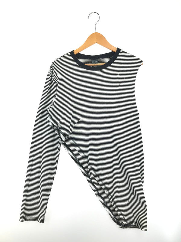 【中古品】【メンズ】 NUMBER(N)INE ナンバーナイン NIGHT CRAWLER期 05SS ASYMMETRY BORDER CUT AND SEW アシンメトリー ボーダー カットソー 140-261011-na-21-tagh サイズ：3 カラー：ブラック/ホワイト 万代Net店