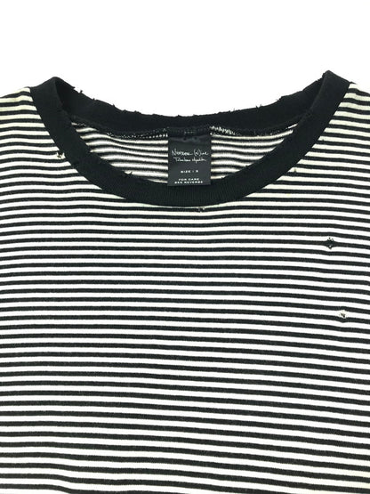 【中古品】【メンズ】 NUMBER(N)INE ナンバーナイン NIGHT CRAWLER期 05SS ASYMMETRY BORDER CUT AND SEW アシンメトリー ボーダー カットソー 140-261011-na-21-tagh サイズ：3 カラー：ブラック/ホワイト 万代Net店