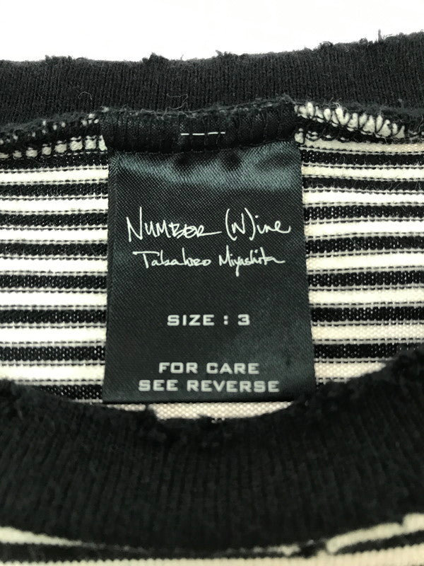 【中古品】【メンズ】 NUMBER(N)INE ナンバーナイン NIGHT CRAWLER期 05SS ASYMMETRY BORDER CUT AND SEW アシンメトリー ボーダー カットソー 140-261011-na-21-tagh サイズ：3 カラー：ブラック/ホワイト 万代Net店