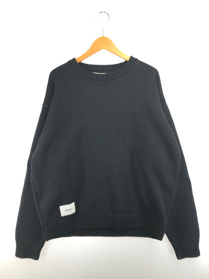【中古品】【メンズ】 WTAPS ダブルタップス 24AW SIGN SWEATER POLY 242MADT-KNM04 クルーネック セーター ニット 142-261011-na-03-tagh サイズ：3 カラー：ブラック 万代Net店