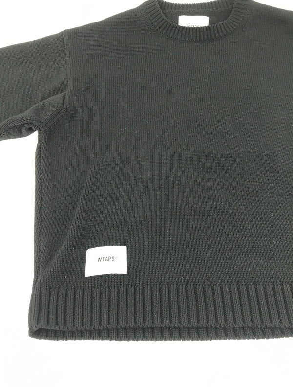 【中古品】【メンズ】 WTAPS ダブルタップス 24AW SIGN SWEATER POLY 242MADT-KNM04 クルーネック セーター ニット 142-261011-na-03-tagh サイズ：3 カラー：ブラック 万代Net店
