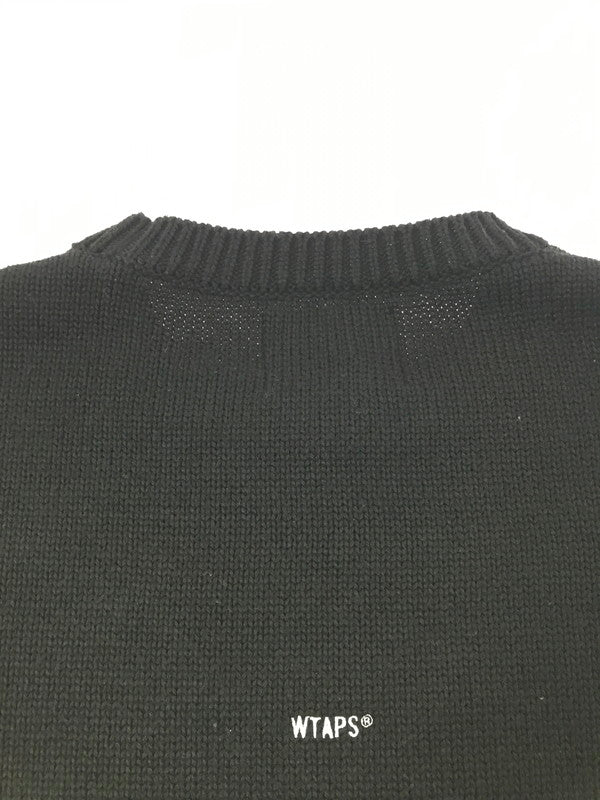 【中古品】【メンズ】 WTAPS ダブルタップス 24AW SIGN SWEATER POLY 242MADT-KNM04 クルーネック セーター ニット 142-261011-na-03-tagh サイズ：3 カラー：ブラック 万代Net店