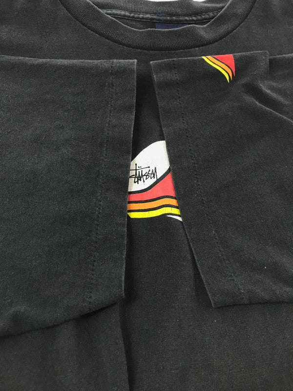 【中古品】【メンズ】 OLD STUSSY OLD STUSSY 90'S BORD GRAPHIC T-SHIRT USA製 紺タグ 90年代 プリント Tシャツ 半袖Tシャツ 142-261011-na-12-tagh サイズ：XL カラー：ブラック 万代Net店