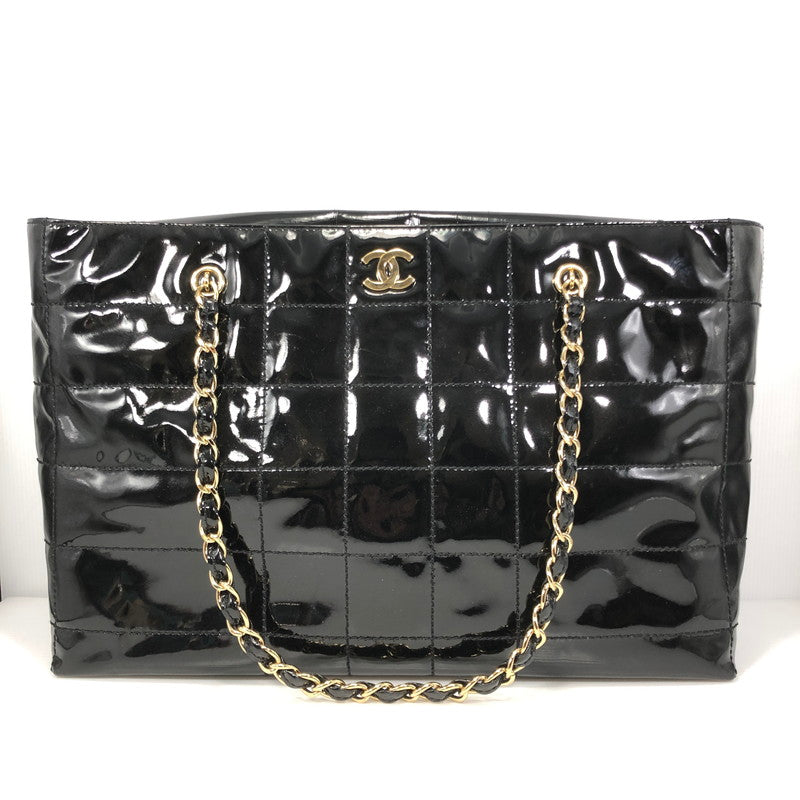 【現状渡し品】【レディース】 CHANEL シャネル CHOCOLATE BAR PATENT CHAIN TOTE BAG BLACK チョコレートバー パテント チェーン トートバッグ カバン 180-261028-rt-10-tagh カラー：ブラック 万代Net店