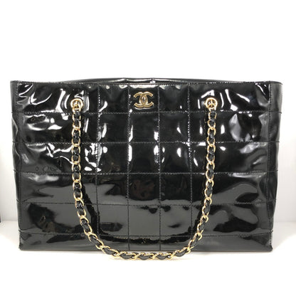 【現状渡し品】【レディース】 CHANEL シャネル CHOCOLATE BAR PATENT CHAIN TOTE BAG BLACK チョコレートバー パテント チェーン トートバッグ カバン 180-261028-rt-10-tagh カラー：ブラック 万代Net店