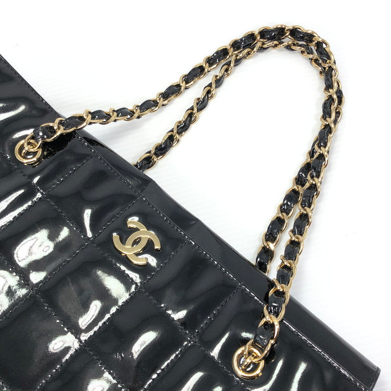 【現状渡し品】【レディース】 CHANEL シャネル CHOCOLATE BAR PATENT CHAIN TOTE BAG BLACK チョコレートバー パテント チェーン トートバッグ カバン 180-261028-rt-10-tagh カラー：ブラック 万代Net店