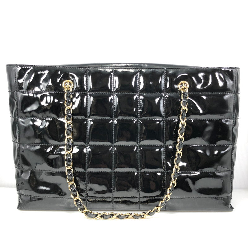 【現状渡し品】【レディース】 CHANEL シャネル CHOCOLATE BAR PATENT CHAIN TOTE BAG BLACK チョコレートバー パテント チェーン トートバッグ カバン 180-261028-rt-10-tagh カラー：ブラック 万代Net店