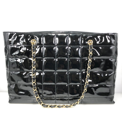 【現状渡し品】【レディース】 CHANEL シャネル CHOCOLATE BAR PATENT CHAIN TOTE BAG BLACK チョコレートバー パテント チェーン トートバッグ カバン 180-261028-rt-10-tagh カラー：ブラック 万代Net店