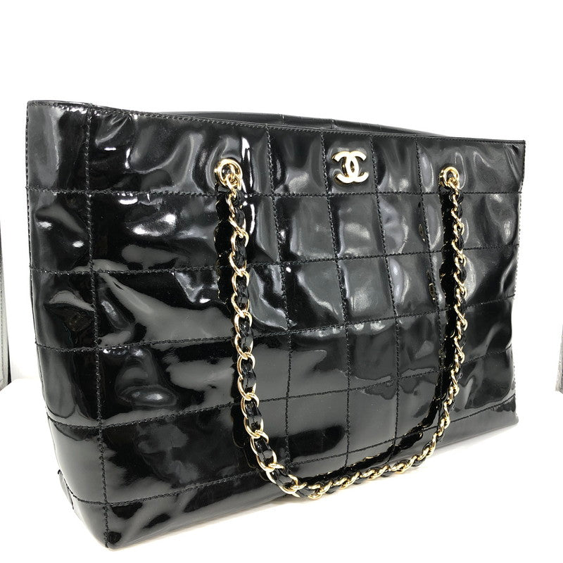 【現状渡し品】【レディース】 CHANEL シャネル CHOCOLATE BAR PATENT CHAIN TOTE BAG BLACK チョコレートバー パテント チェーン トートバッグ カバン 180-261028-rt-10-tagh カラー：ブラック 万代Net店