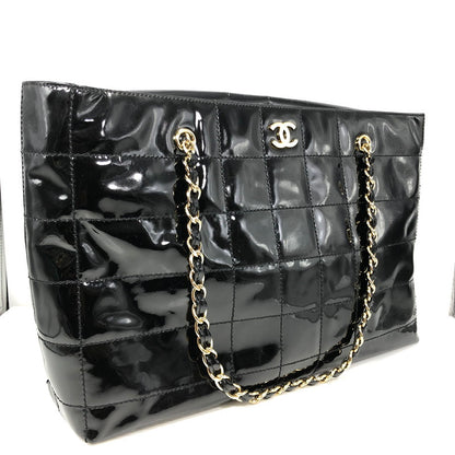 【現状渡し品】【レディース】 CHANEL シャネル CHOCOLATE BAR PATENT CHAIN TOTE BAG BLACK チョコレートバー パテント チェーン トートバッグ カバン 180-261028-rt-10-tagh カラー：ブラック 万代Net店
