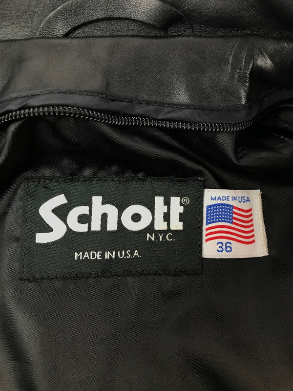 【中古品】【メンズ】 SCHOTT ショット STAND COLLAR SINGLE RIDERS JACKET 6061 シングル ライダースジャケット アウター 145-261011-na-35-tagh サイズ：36 カラー：ブラック 万代Net店