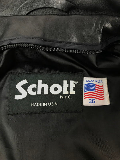 【中古品】【メンズ】 SCHOTT ショット STAND COLLAR SINGLE RIDERS JACKET 6061 シングル ライダースジャケット アウター 145-261011-na-35-tagh サイズ：36 カラー：ブラック 万代Net店