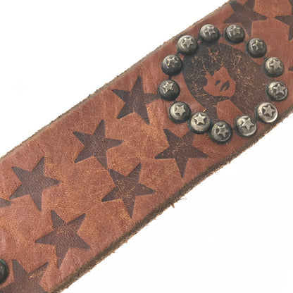 【現状渡し品】【メンズ】 HYSTERIC GLAMOUR ヒステリックグラマー× OLD STUD オールド スタッズ STUDDED LEATHER BELT スタッズ レザー ベルト 205-261016-rt-06-tagh カラー：ブラウン 万代Net店