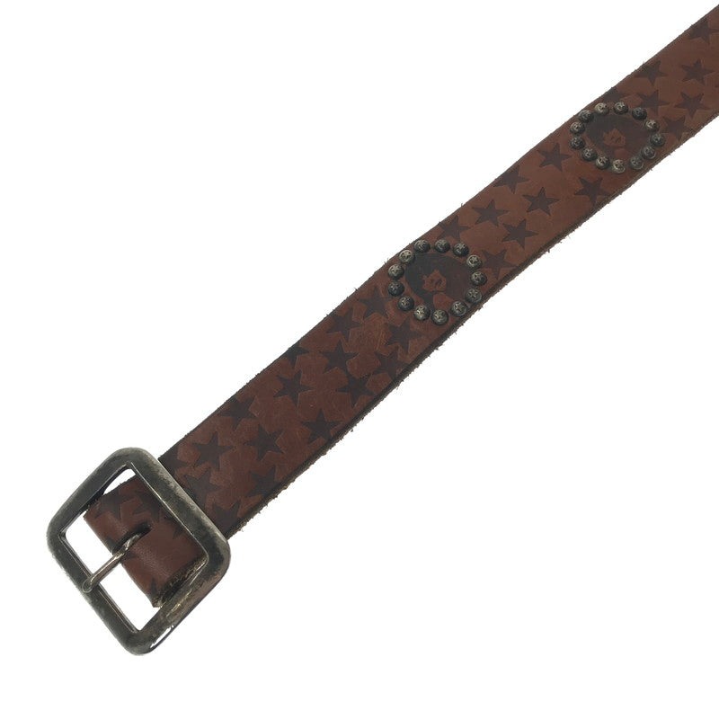【現状渡し品】【メンズ】 HYSTERIC GLAMOUR ヒステリックグラマー× OLD STUD オールド スタッズ STUDDED LEATHER BELT スタッズ レザー ベルト 205-261016-rt-06-tagh カラー：ブラウン 万代Net店