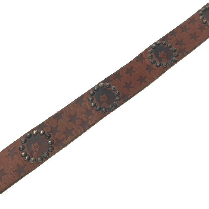 【現状渡し品】【メンズ】 HYSTERIC GLAMOUR ヒステリックグラマー× OLD STUD オールド スタッズ STUDDED LEATHER BELT スタッズ レザー ベルト 205-261016-rt-06-tagh カラー：ブラウン 万代Net店