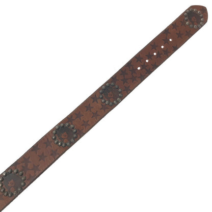 【現状渡し品】【メンズ】 HYSTERIC GLAMOUR ヒステリックグラマー× OLD STUD オールド スタッズ STUDDED LEATHER BELT スタッズ レザー ベルト 205-261016-rt-06-tagh カラー：ブラウン 万代Net店