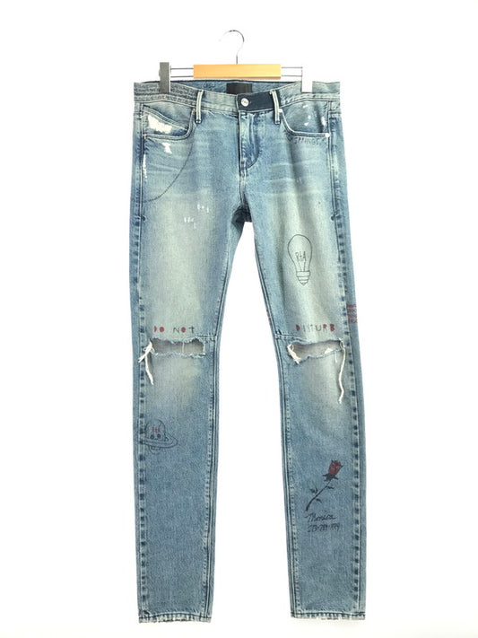 【中古品】【メンズ】 RTA アールティーエー×MAXFIELD マックスフィールド 18SS HAND-PAINTED SKINNY JEANS MS7921-2LTBLU ハンド ペイント スキニー ジーンズ デニムパンツ ボトムス 152-261020-na-22-tagh サイズ：30 カラー：インディゴ 万代Net店