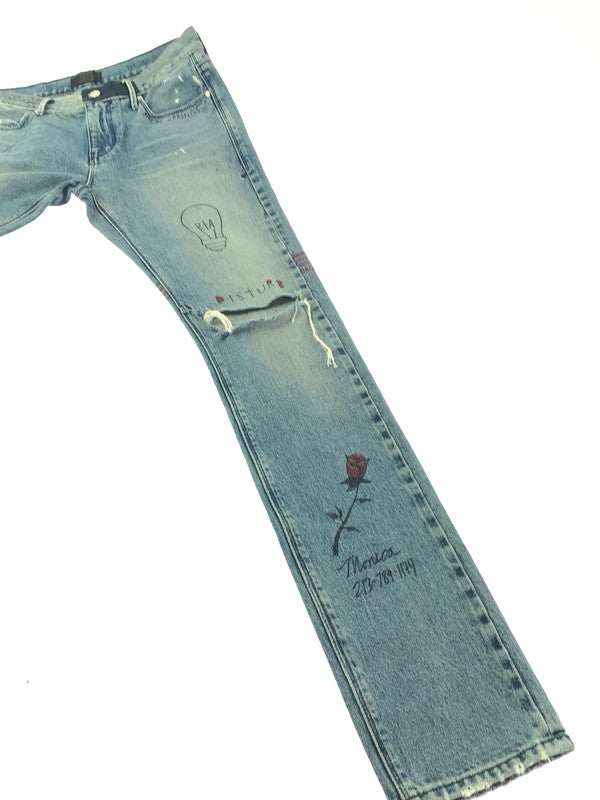 【中古品】【メンズ】 RTA アールティーエー×MAXFIELD マックスフィールド 18SS HAND-PAINTED SKINNY JEANS MS7921-2LTBLU ハンド ペイント スキニー ジーンズ デニムパンツ ボトムス 152-261020-na-22-tagh サイズ：30 カラー：インディゴ 万代Net店