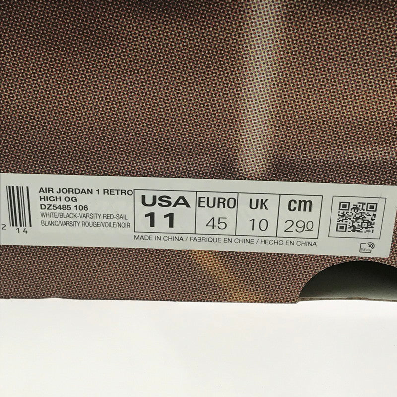 【中古品】【メンズ】 NIKE ナイキ AIR JORDAN 1 RETRO HIGH OG DZ5485-106 ジョーダン 1 レトロ ハイ オージー スニーカー 靴 160-261013-na-12-tagh サイズ：29cm US 11 カラー：WHITE/BLACK-VARSITY RED-SAIL 万代Net店