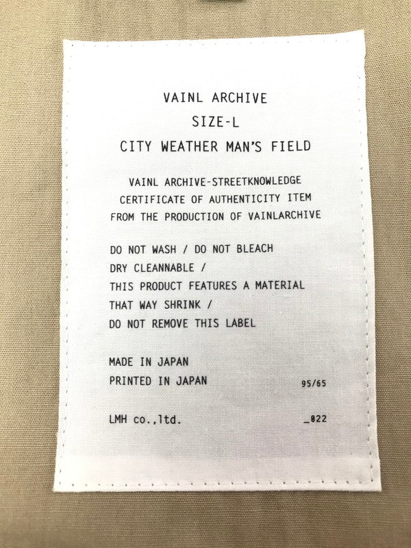 【中古品】【メンズ】 VAINL ARCHIVE ヴァイナルアーカイブ CITY WEATHER MAN'S FIELD JACKET フィールドジャケット アウター 140-261025-na-07-tagh サイズ：L カラー：ベージュ 万代Net店