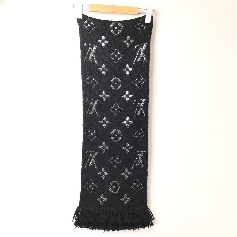 【中古品】【レディース】 LOUIS VUITTON ルイ・ヴィトン ECHARPE LOGOMANIA SHINE NOIR M75833 エシャルプ・ロゴマニア シャイン ノワール マフラー アクセサリー 179-261016-rt-01-tagh カラー：ブラック 万代Net店
