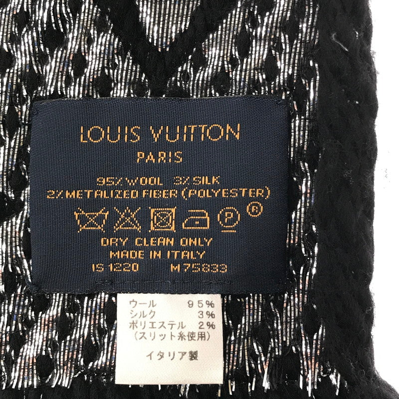【中古品】【レディース】 LOUIS VUITTON ルイ・ヴィトン ECHARPE LOGOMANIA SHINE NOIR M75833 エシャルプ・ロゴマニア シャイン ノワール マフラー アクセサリー 179-261016-rt-01-tagh カラー：ブラック 万代Net店