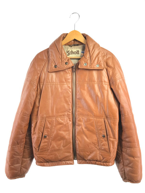 【中古品】【メンズ】 SCHOTT ショット USA製 80'S LEATHER JACKET 80年代 レザー 中綿ジャケット アウター 145-261019-na-20-tagh サイズ：38 カラー：ブラウン 万代Net店