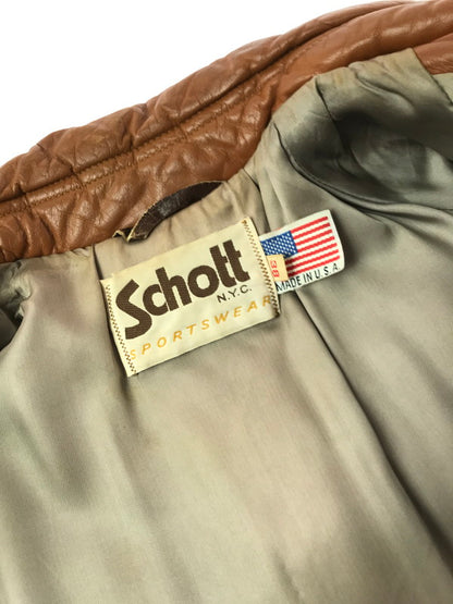 【中古品】【メンズ】 SCHOTT ショット USA製 80'S LEATHER JACKET 80年代 レザー 中綿ジャケット アウター 145-261019-na-20-tagh サイズ：38 カラー：ブラウン 万代Net店