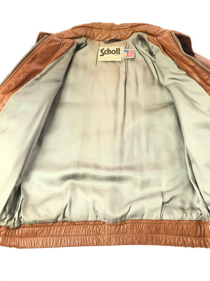 【中古品】【メンズ】 SCHOTT ショット USA製 80'S LEATHER JACKET 80年代 レザー 中綿ジャケット アウター 145-261019-na-20-tagh サイズ：38 カラー：ブラウン 万代Net店
