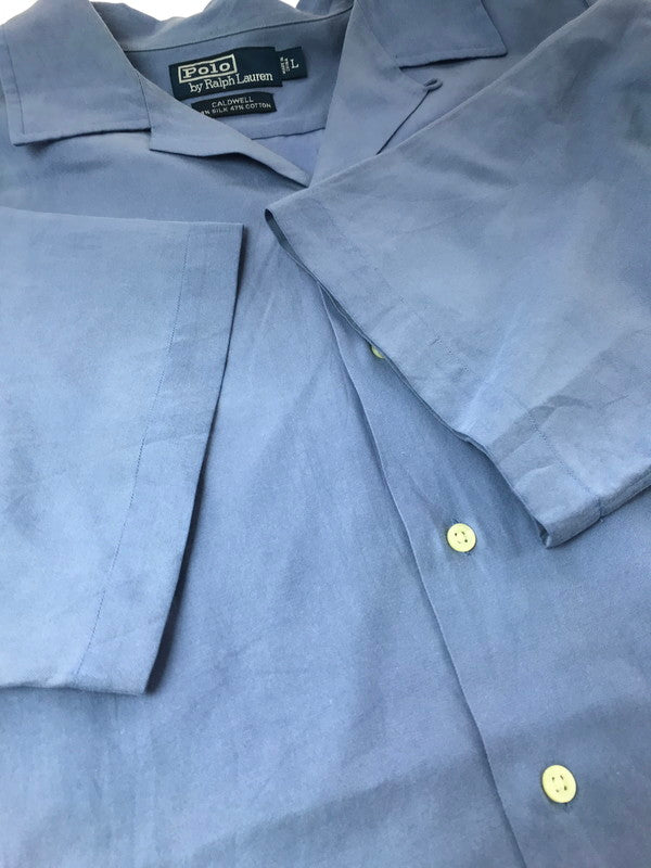 【中古品】【メンズ】 POLO RALPH LAUREN ポロ・ラルフローレン 90'S S/S CALDWELL OPEN COLLAR SHIRT 90年代 コールドウェル オープンカラー シャツ 半袖シャツ 146-261020-na-16-tagh サイズ：L カラー：ブルー 万代Net店