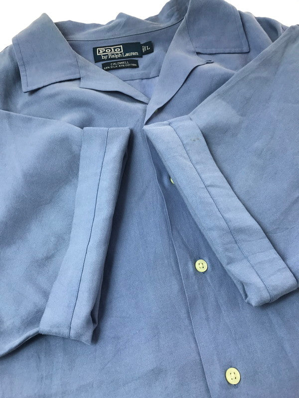 【中古品】【メンズ】 POLO RALPH LAUREN ポロ・ラルフローレン 90'S S/S CALDWELL OPEN COLLAR SHIRT 90年代 コールドウェル オープンカラー シャツ 半袖シャツ 146-261020-na-16-tagh サイズ：L カラー：ブルー 万代Net店