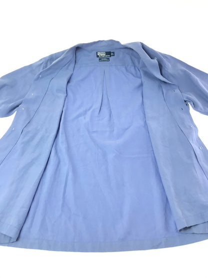 【中古品】【メンズ】 POLO RALPH LAUREN ポロ・ラルフローレン 90'S S/S CALDWELL OPEN COLLAR SHIRT 90年代 コールドウェル オープンカラー シャツ 半袖シャツ 146-261020-na-16-tagh サイズ：L カラー：ブルー 万代Net店